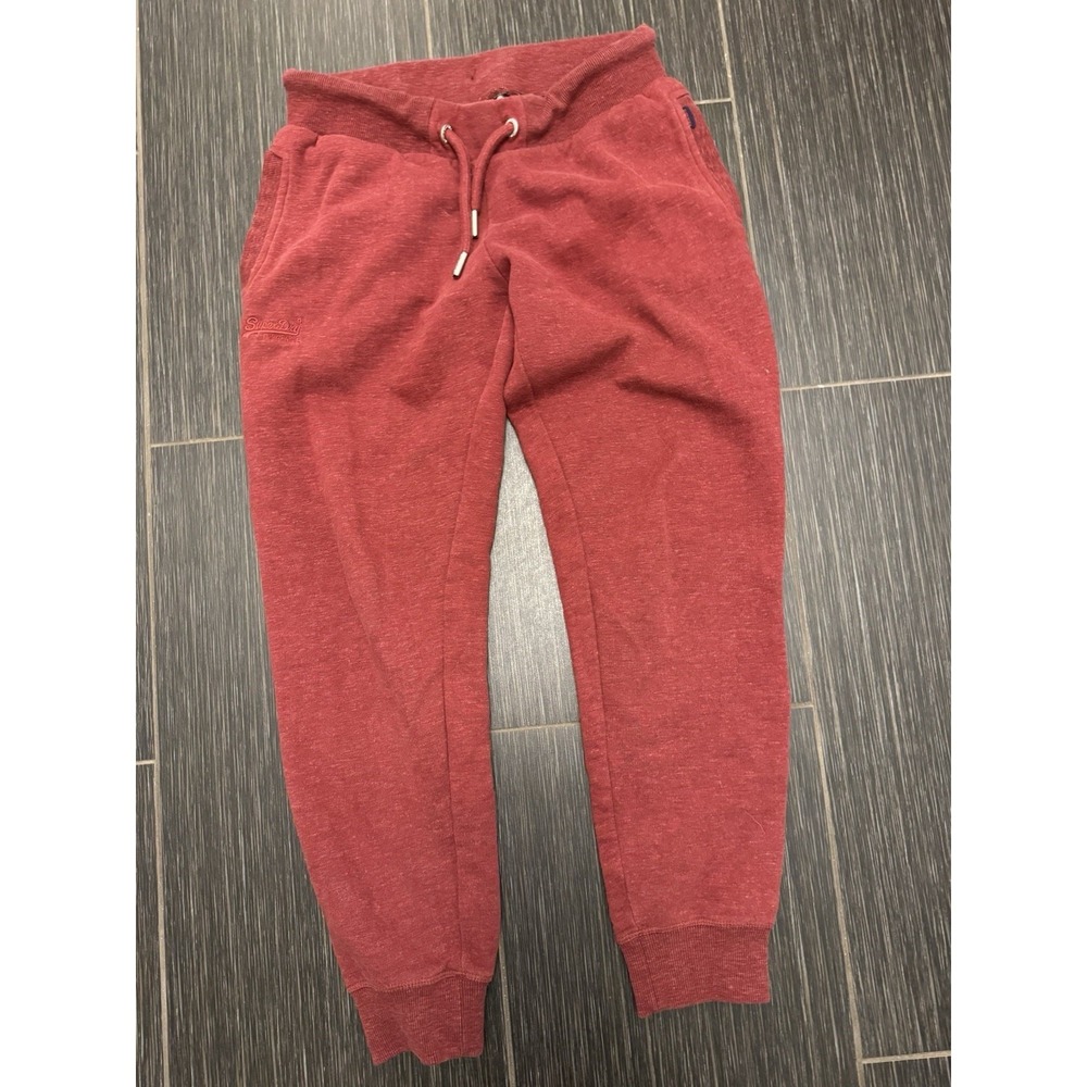 Superdry Jogger Sweatpants Women Sz 10 Burgundy Thick Warm Athleisure Travel